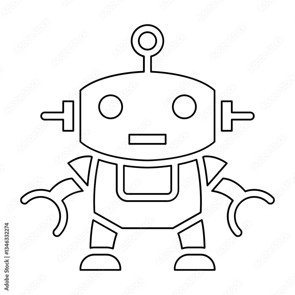 Poster robot icon in line style