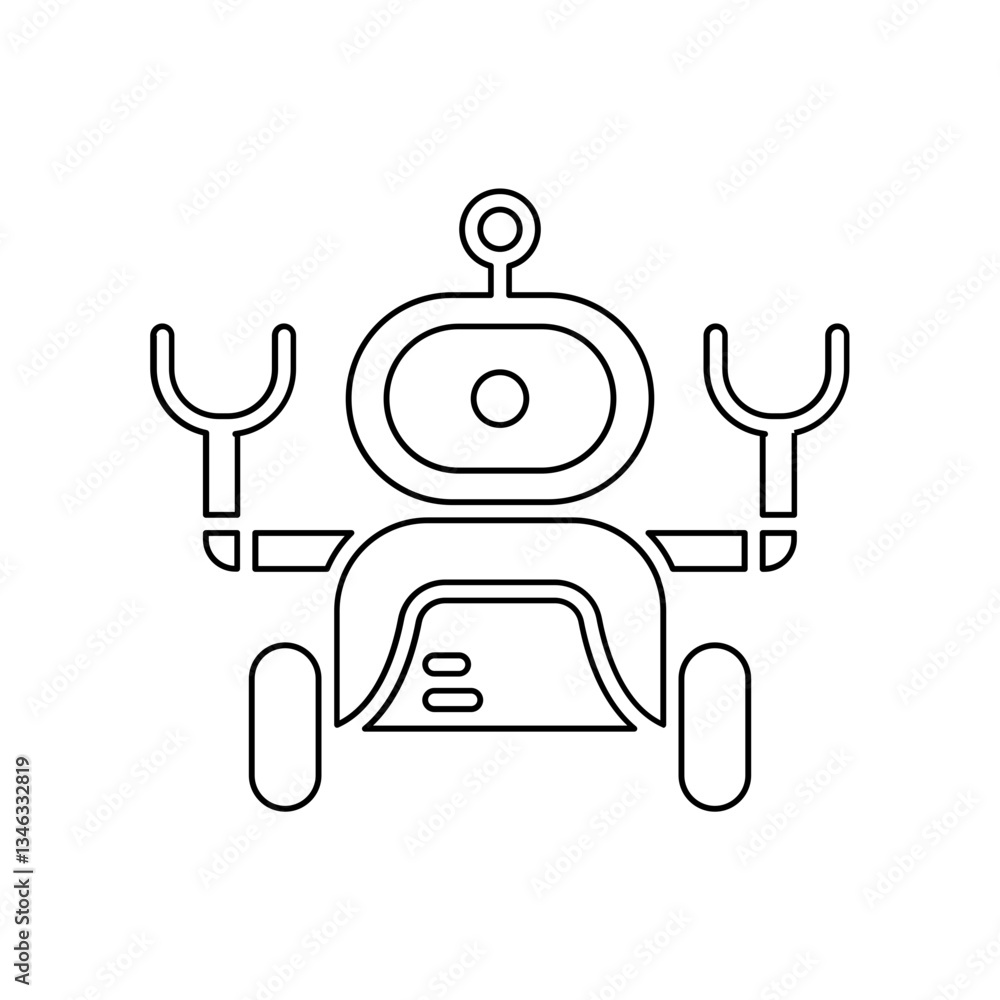 Poster robot icon in line style
