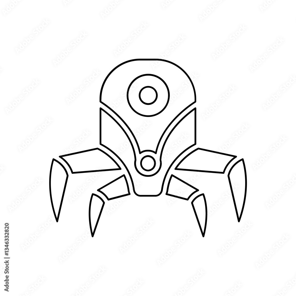 Poster robot icon in line style