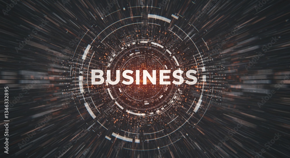 Poster business data burst: the word 