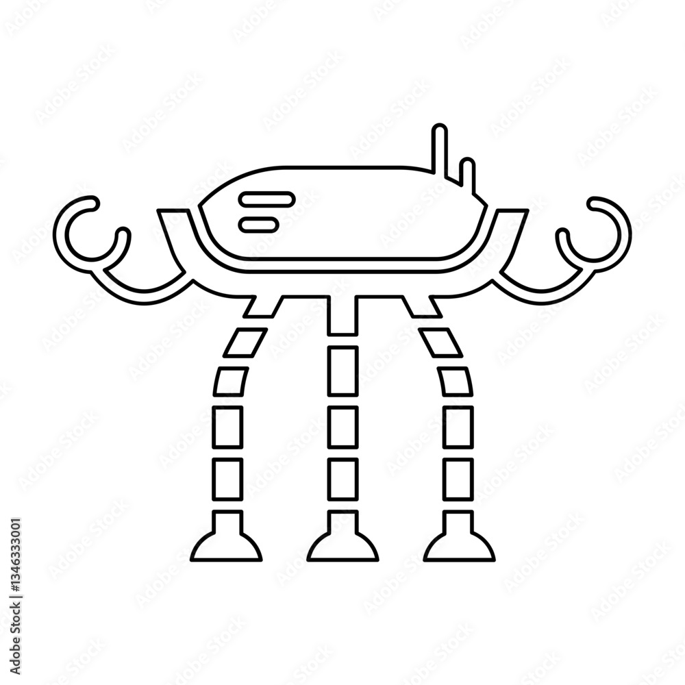 Poster robot icon in line style