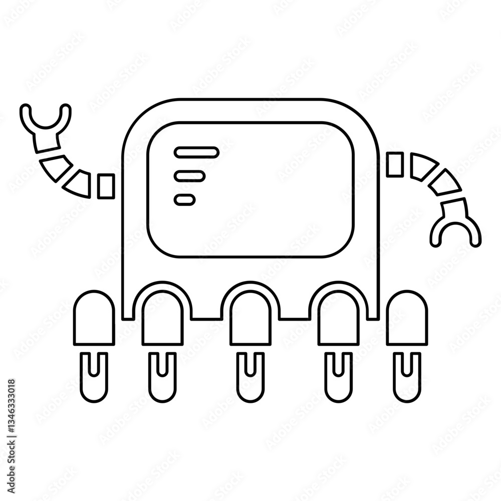 Poster robot icon in line style
