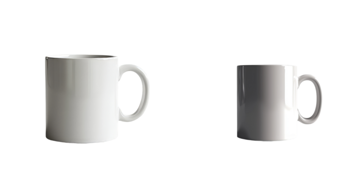 The image features a solitary white coffee mug set against a transparent background, produced by Generative Ai