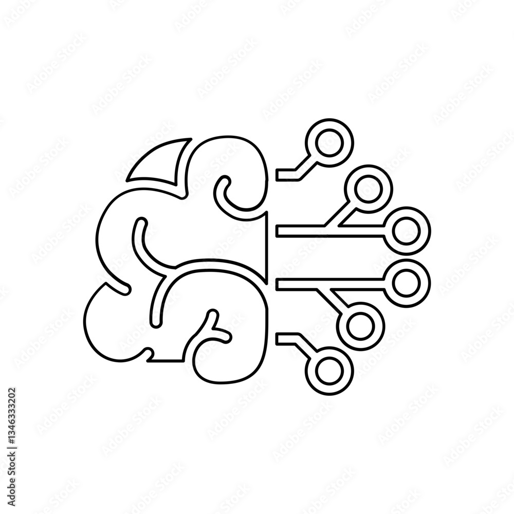 Poster machine learning icon in line style