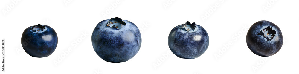 Poster Blueberries on a transparent background are generated in isolation using Generative Ai technology