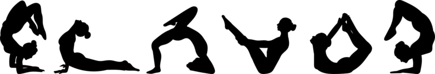 woman doing yoga black silhouette vector