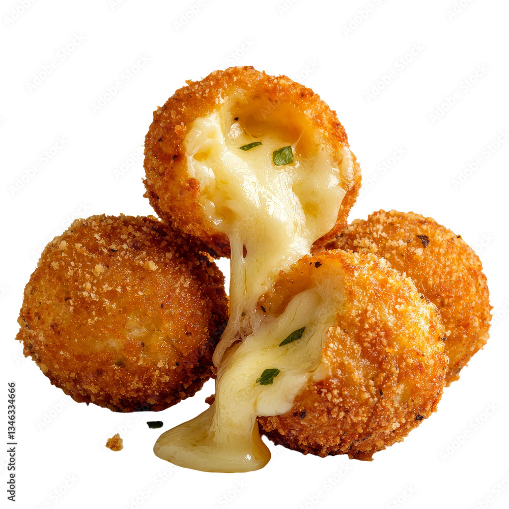 Poster Generative Ai has created an isolated crispy cheese ball on a transparent background