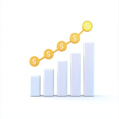 Finance Concept with Growing Bar Graph and Dollar Signs Representing Economic Growth and Profitability