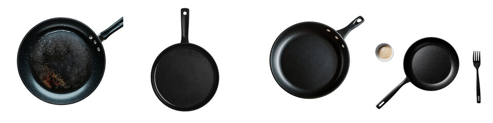 On a transparent background, an isolated top view of a pan has been generated using Ai