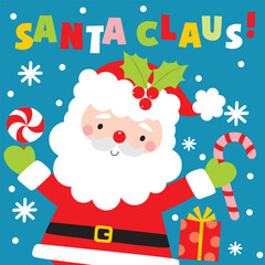 Fototapeta premium Cute Santa Claus For Christmas Card or Bag design