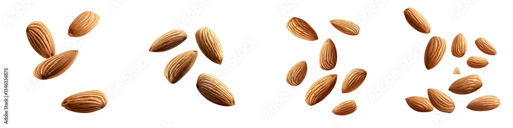 Poster An almond is depicted flying by itself on a clear background made using Generative Ai