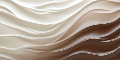 Fototapeta premium Serene waves of cream and chocolate, flowing together in a dreamy, abstract swirl of textures, showcasing a smooth, luxurious feel.
