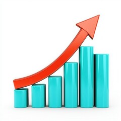 Dynamic Growth Graph with Trend Line and Colorful Bars Representing Business Success and Progress