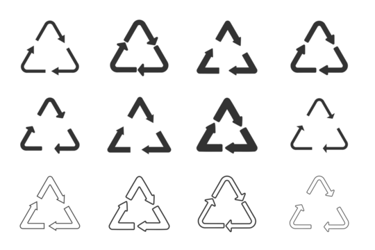 Recycle symbol PNG - icon set. Eco icons. Transparent PNG object graphic.