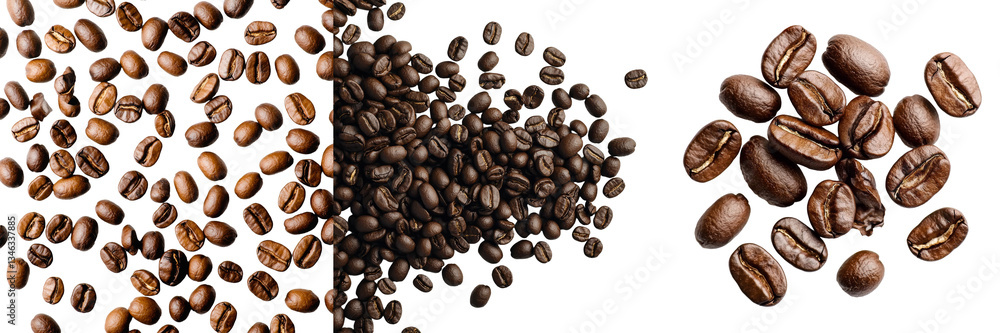 Poster On a transparent background, isolated coffee beans are visually represented through the use of Generative Ai