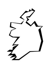 Ireland map outline - country shape sharp polygonal geometric style design. Transparent PNG object graphic.