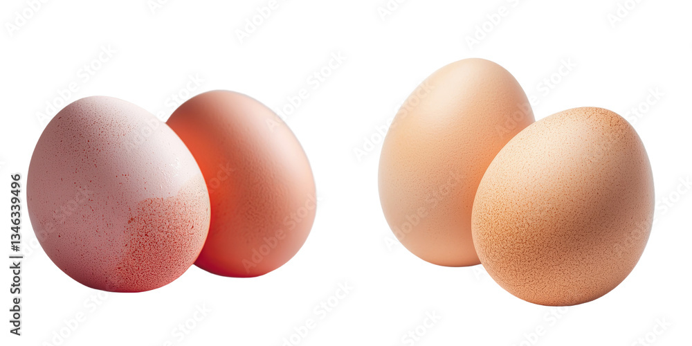 Leinwandbilder fresh chicken eggs isolated against a transparent background with generative ai