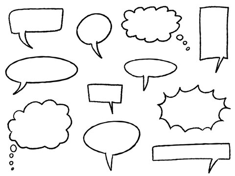 Cartoon bubbles - speech and thought bubble set. Transparent PNG object graphic.