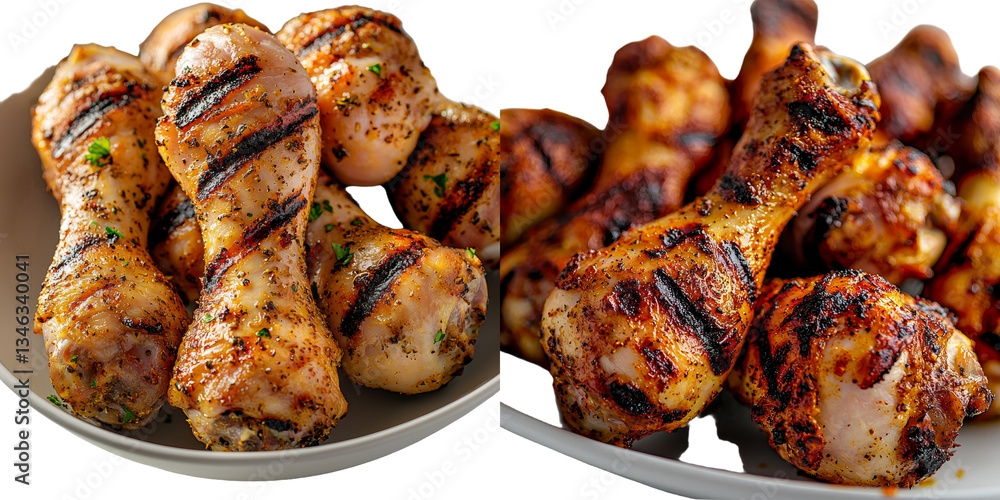 Poster a transparent background isolates grilled chicken legs, a creation of generative ai
