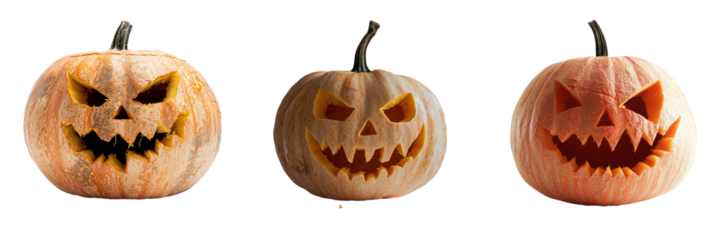 A Jack o' Lantern pumpkin, characteristic of Halloween, with a spooky face, is depicted in isolation on a transparent background, courtesy of Generative Ai