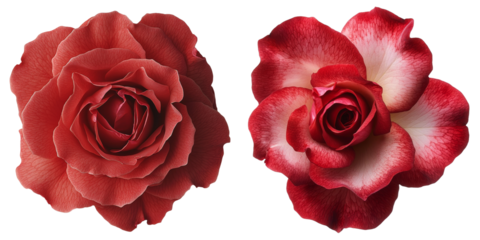 On a transparent background, a red rose flower is shown in isolation, the result of Generative Ai technology