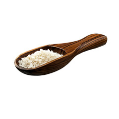Wooden spoon with salt isolated on transparent background