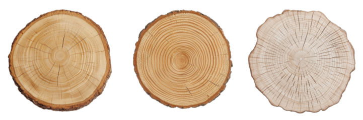 Transparent background featuring isolated wood slices, produced by generative stock