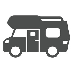 Trailer house vehicle solid icon, real estate concept. Vector graphics. Truck with home, wheels sign on white background, glyph style icon for mobile or web design.