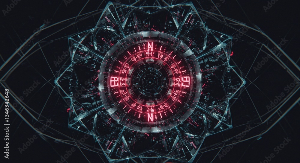 Poster cybernetic eye: an intricate, glowing cybernetic eye, filled with digital data streams and futuristi