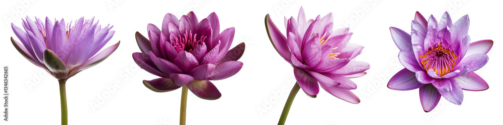 Poster generative ai was used to create an image of a purple water lily isolated on a clear background