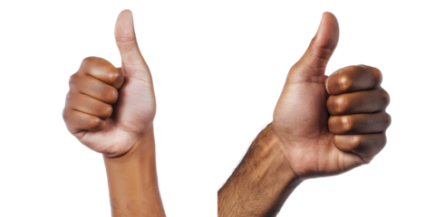 Isolated on a transparent background is a thumbs up created by Generative Ai