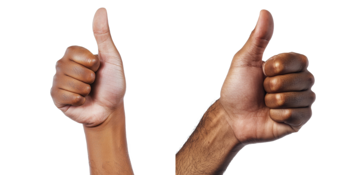 Isolated on a transparent background is a thumbs up created by Generative Ai