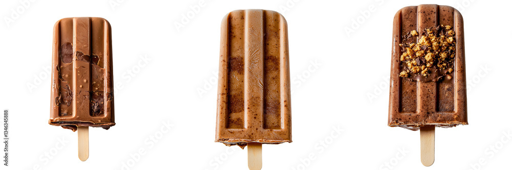 Poster The image of a chocolate ice cream stick isolated on a transparent background was generated using Ai