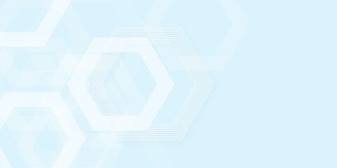 Futuristic Geometric Science and Tech Abstract Design. Minimalist Blue Science and Technology UI Background. Hexagon. Illustration.