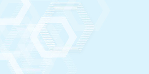 Futuristic Geometric Science and Tech Abstract Design. Minimalist Blue Science and Technology UI Background. Hexagon. Illustration.