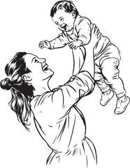 Mom and Child Coloring Pages