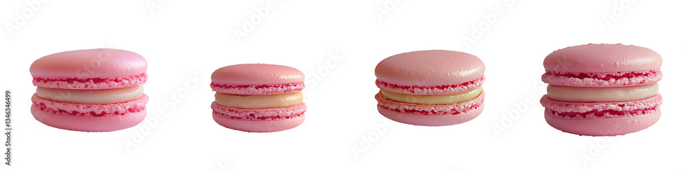 Aufkleber on a transparent background, a pink macaroon is depicted in isolation, a product of generative ai
