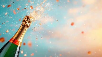 Celebration event champagne popping festive drink bright background joyful moment