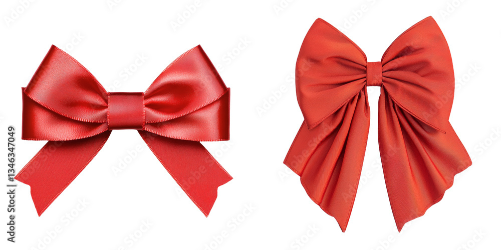 Poster The image of a red bow isolated on a transparent background was made using Generative Ai