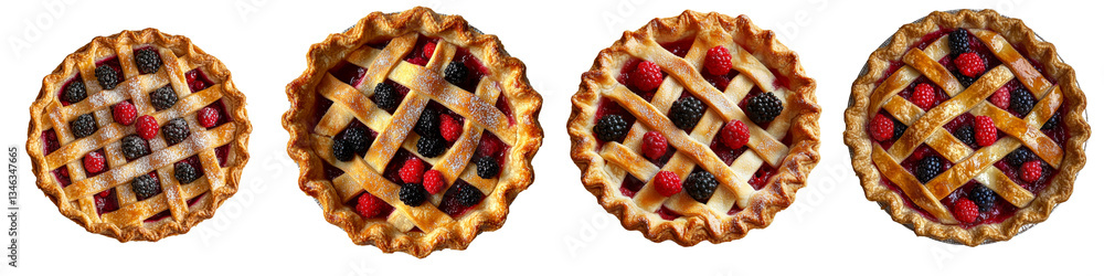 Fototapete a generative ai image depicts pie with berries in isolation on a transparent background
