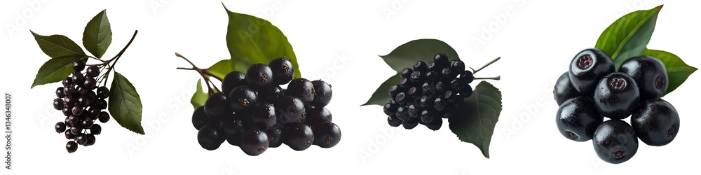 Aufkleber Generative Ai has been utilized to create an image of a chokeberry with leaves isolated on a transparent background