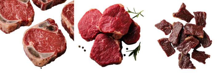 Isolated on a transparent background, raw beef chuck steaks have been generated using Generative Ai