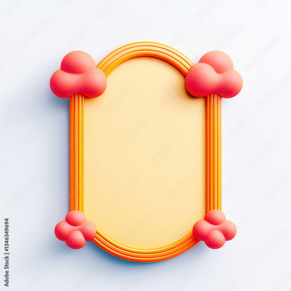 Poster colorful blank frame with playful cloud shapes for creative design projects and playful content pres