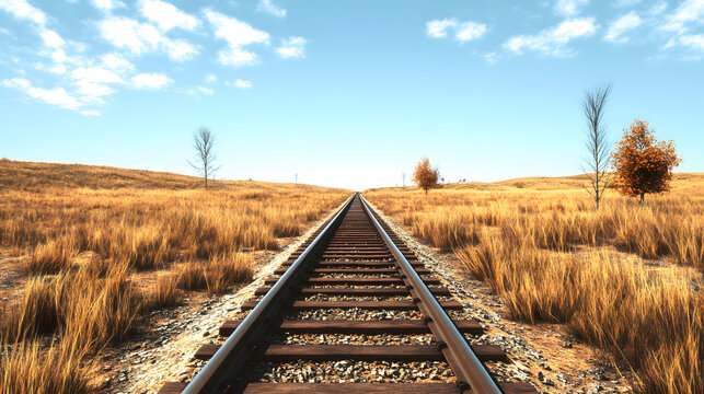 railway, train, rail, railroad, track, transportation, travel, tracks, transport, sky, road, steel, landscape, perspective, rails, way, line, distance, journey, long, path, nature, iron, parallel, met