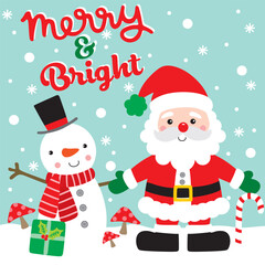 Cute Snowman For Christmas Card or Bag design