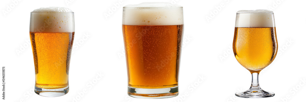 Poster a transparent background isolates a glass of beer in this image produced by generative ai