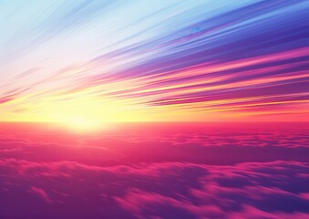 Naklejka premium Vibrant sunset with streaked clouds in a colorful sky.