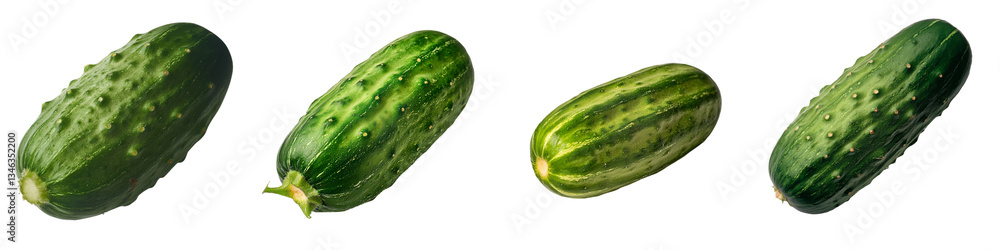 Poster The image of a long fresh cucumber isolated on a transparent background was generated using Generative Ai technology