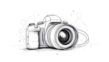 Sketch: DSLR Camera for White Background.