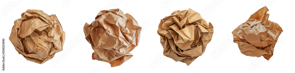 Poster an isolated crumpled paper ball on a transparent background was generated using generative ai